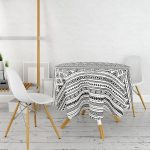 İskandinav Desenli Etnik Tasarımlı Dijital Baskılı Yuvarlak Masa Örtüsü - Çap 140cm Realhomes