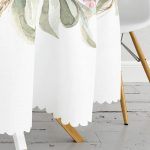 - MasaYuv-10337-Gorsel3 - Realhomes Suluboya Çizimli Çiçek Tasarımlı Dijital Baskılı Modern Yuvarlak Masa Örtüsü - Çap 140cm Realhomes