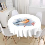 Suluboya Çizimli Şakrak Kuşu Özel Tasarım Dijital Baskılı Modern Yuvarlak Masa Örtüsü - Çap 140cm Realhomes