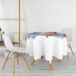 Suluboya Çizimli Şakrak Kuşu Özel Tasarım Dijital Baskılı Modern Yuvarlak Masa Örtüsü - Çap 140cm Realhomes