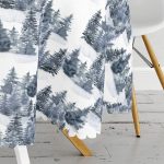 - MasaYuv-10346-Gorsel3 - Realhomes  Suluboya Çizimli Kış Temalı Çam Ağaçları Dijital Baskılı Yuvarlak Masa Örtüsü - Çap 140cm Realhomes