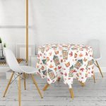 Şamdan & Sonbahar Tasarımlı Dijital Baskılı Modern Yuvarlak Masa Örtüsü - Çap 140cm Realhomes