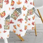 Şamdan & Sonbahar Tasarımlı Dijital Baskılı Modern Yuvarlak Masa Örtüsü - Çap 140cm Realhomes