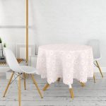 - MasaYuv-10376-Gorsel2 - Realhomes Pembe Zemin Papatya Tasarımlı Dijital Baskılı Yuvarlak Masa Örtüsü - Çap 140cm Realhomes