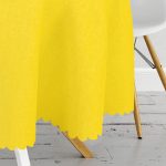 Sarı Zemin Papatyadan Kelebek Tasarımlı Dijital Baskılı Yuvarlak Masa Örtüsü - Çap 140cm Realhomes