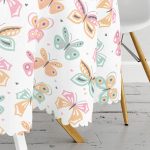 - MasaYuv-10403-Gorsel3 - Realhomes Renkli Kelebek Tasarımlı Dijital Baskılı Modern Yuvarlak Masa Örtüsü - Çap 140cm Realhomes