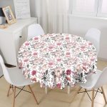 Papatya & Gül Tasarımlı Dijital Baskılı Yuvarlak Masa Örtüsü - Çap 140cm Realhomes