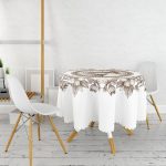 - MasaYuv-10416-Gorsel2 - Realhomes Çiçek Çerçeveli Portre Desenli Dijital Baskılı Yuvarlak Masa Örtüsü - Çap 140cm Realhomes