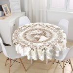 - MasaYuv-10420-Gorsel1 - Realhomes Karakalem Çiçek & Portre Desenli Dijital Baskılı Yuvarlak Masa Örtüsü - Çap 140cm Realhomes