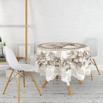 - MasaYuv-10420-Gorsel2 - Realhomes Karakalem Çiçek & Portre Desenli Dijital Baskılı Yuvarlak Masa Örtüsü - Çap 140cm Realhomes