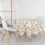 Rengarenk Çiçek Çerçeveli Dijital Baskılı Modern Yuvarlak Masa Örtüsü - Çap 140cm Realhomes