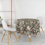 Renkli Gül Motifli Dijital Baskılı Modern Yuvarlak Masa Örtüsü - Çap 140cm Realhomes