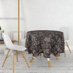 - MasaYuv-10431-Gorsel2 - Realhomes  Özel Tasarım Gül Tasarımlı Dijital Baskılı Modern Yuvarlak Masa Örtüsü - Çap 140cm Realhomes