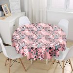 - MasaYuv-10436-Gorsel1 - Realhomes  Özel Tasarım Çiçek Yaprakları Dijital Baskılı Yuvarlak Masa Örtüsü - Çap 140cm Realhomes