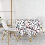 Özel Tasarım Çiçek Yaprakları Dijital Baskılı Yuvarlak Masa Örtüsü - Çap 140cm Realhomes