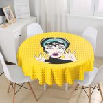 Pop Art Resimli Dijital Baskılı Yuvarlak Masa Örtüsü - Çap 140cm Realhomes