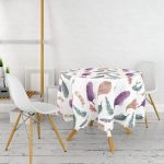 - MasaYuv-198-Gorsel2 - Realhomes  Kuş Tüyü Resimli Dijital Baskılı Yuvarlak Masa Örtüsü - Çap 140cm Realhomes