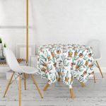 - MasaYuv-2004-Gorsel2 - Realhomes Kaktüs Baskılı Dijital Yuvarlak Masa Örtüsü - Çap 140cm Realhomes