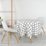 Siyah Beyaz Ogea Desenli Yuvarlak Masa Örtüsü - Çap 140cm Realhomes