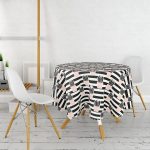 Siyah Çizgili Kaktüs Motifli Dijital Baskılı Yuvarlak Masa Örtüsü - Çap 140cm Realhomes