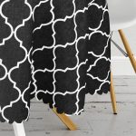 Siyah Zemin Ogea Desenli Dijital Baskılı Yuvarlak Masa Örtüsü - Çap 140cm Realhomes