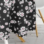 - MasaYuv-2041-Gorsel3 - Realhomes  Siyah Zeminde Beyaz Çiçekler Dijital Baskılı Yuvarlak Masa Örtüsü - Çap 140cm Realhomes