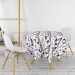 - MasaYuv-2045-Gorsel2 - Realhomes Modern Geometrik Desenli Dijital Baskılı Yuvarlak Masa Örtüsü - Çap 140cm Realhomes