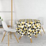 - MasaYuv-2065-Gorsel2 - Realhomes Üçgen Mozaik Desenli Dijital Baskılı Yuvarlak Masa Örtüsü - Çap 140cm Realhomes