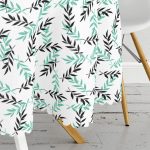 Yeşil Siyah Yaprak Desenli Dijital Baskılı Modern Yuvarlak Masa Örtüsü - Çap 140cm Realhomes