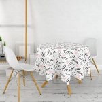 Love Baskılı Pembe Kalpli Yuvarlak Masa Örtüsü - Çap 140cm Realhomes