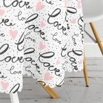 Love Baskılı Pembe Kalpli Yuvarlak Masa Örtüsü - Çap 140cm Realhomes