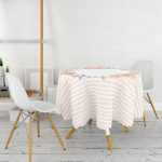 Çiçek Motifli Think Happy Baskılı Yuvarlak Masa Örtüsü - Çap 140cm Realhomes