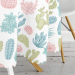 - MasaYuv-2089-Gorsel3 - Realhomes Kaktüs Desenli Renkli Modern Yuvarlak Masa Örtüsü - Çap 140cm Realhomes