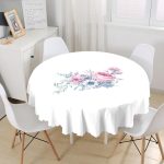 Realhomes Özel Tasarım Çiçek Desenli Dijital Baskılı Yuvarlak Masa Örtüsü - Çap 140cm Realhomes