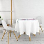 Realhomes Özel Tasarım Çiçek Desenli Dijital Baskılı Yuvarlak Masa Örtüsü - Çap 140cm Realhomes