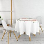 Özel Tasarım İsimli Çiçek Desenli Dijital Baskılı Yuvarlak Masa Örtüsü - Çap 140cm Realhomes