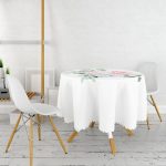 Özel Tasarım Çiçek Temalı Dijital Baskılı Yuvarlak Masa Örtüsü - Çap 140cm Realhomes