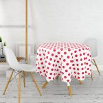 Kırmızı Puantiyeli Dijital Baskılı Yuvarlak Masa Örtüsü - Çap 140cm Realhomes