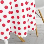 Kırmızı Puantiyeli Dijital Baskılı Yuvarlak Masa Örtüsü - Çap 140cm Realhomes