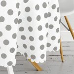 Gri Puantiyeli Dijital Baskılı Modern Yuvarlak Masa Örtüsü - Çap 140cm Realhomes