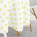 Sarı Puantiyeli Dijital Baskılı Yuvarlak Masa Örtüsü - Çap 140cm Realhomes