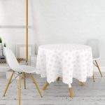 - MasaYuv-2157-Gorsel2 - Realhomes Pudra Puantiyeli Dijital Baskılı Yuvarlak Masa Örtüsü - Çap 140cm Realhomes