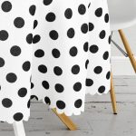 Siyah Puantiyeli Dijital Baskılı Modern Yuvarlak Masa Örtüsü - Çap 140cm Realhomes