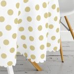 - MasaYuv-2159-Gorsel3 - Realhomes Hardal Renkli Puantiyeli Dijital Baskılı Modern Yuvarlak Masa Örtüsü - Çap 140cm Realhomes