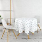 - MasaYuv-2161-Gorsel2 - Realhomes  Mavi Puantiyeli Dijital Baskılı Yuvarlak Masa Örtüsü - Çap 140cm Realhomes