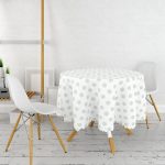 Açık Mavi Puantiyeli Dijital Baskılı Modern Yuvarlak Masa Örtüsü - Çap 140cm Realhomes