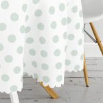 Açık Mavi Puantiyeli Dijital Baskılı Modern Yuvarlak Masa Örtüsü - Çap 140cm Realhomes