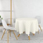 Hardal Renkli Geometrik Desenli Dijital Baskılı Yuvarlak Masa Örtüsü - Çap 140cm Realhomes