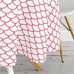 Kırmızı Geometrik Desenli Dijital Baskılı Modern Yuvarlak Masa Örtüsü - Çap 140cm Realhomes