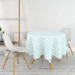 Mavi Geometrik Desenli Dijital Baskılı Moderm Yuvarlak Masa Örtüsü - Çap 140cm Realhomes